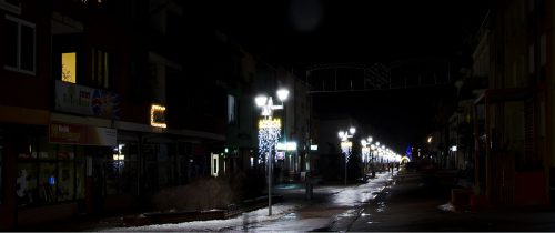 Zimowa noc - deptak w Grodzisku Mazowieckim